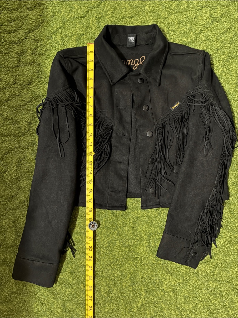 Vegan Suede Wrangler Cropped Fringe Jacket - Picture 12 of 13